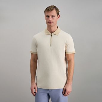 Men's Haggar® Short Sleeve Rib Knit Quarter Zip Polo