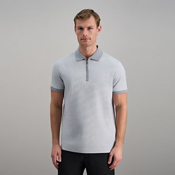 Men's Haggar® Short Sleeve Rib Knit Quarter Zip Polo