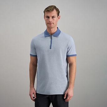 Men's Haggar® Short Sleeve Rib Knit Quarter Zip Polo