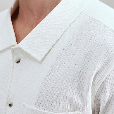 Men's Haggar® Short Sleeve Knit Jacquard Button Down Casual Shirt