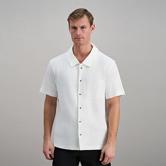 Men's Haggar® Short Sleeve Knit Jacquard Button Down Casual Shirt