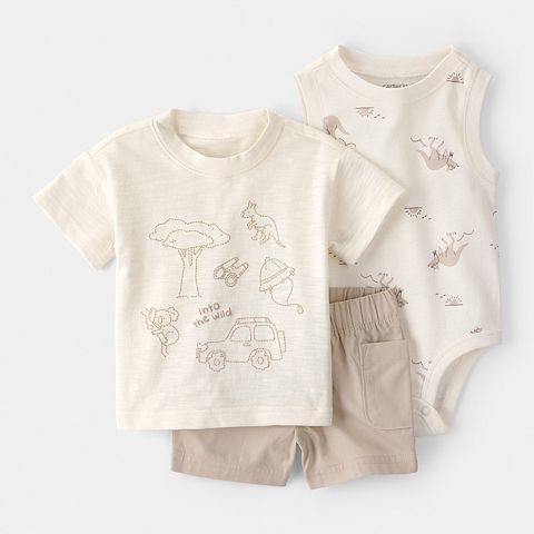 Boy Baby Boy Carter's 3 pc Into The Wild Short Sleeve Top & Shorts Set