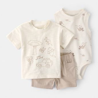 Baby Boy Carter's 3 pc Into The Wild Short Sleeve Top & Shorts Set