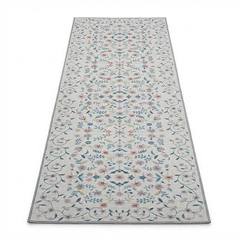 Boho Floral Runner Rug, Machine Washable Low Pile Non Slip for Hallway Kitchen Entryway