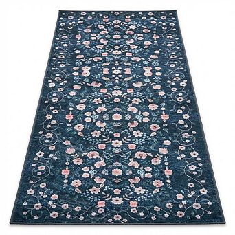 Boho Floral Runner Rug, Machine Washable Low Pile Non Slip for Hallway Kitchen Entryway