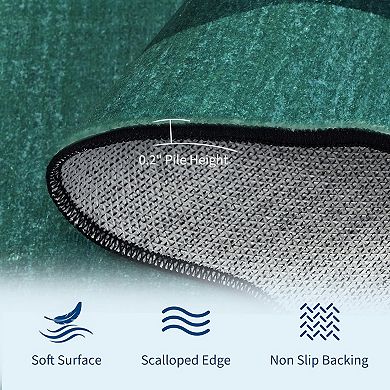 Washable Scalloped Rug，Ultra-Soft Gradient Entryway Runner Rug，Non-Slip，Non-Shedding