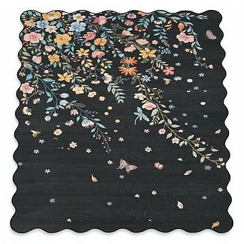 Large Floral Area Rug, Soft Washable Fan Rug with Non-Slip Backing, Low Pile，Anti-Stain