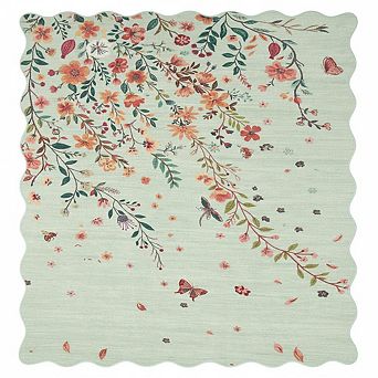 Large Floral Area Rug, Soft Washable Fan Rug with Non-Slip Backing, Low Pile，Anti-Stain