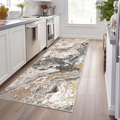 Marble Washable Rug for Living Room Kitchen Bedroom