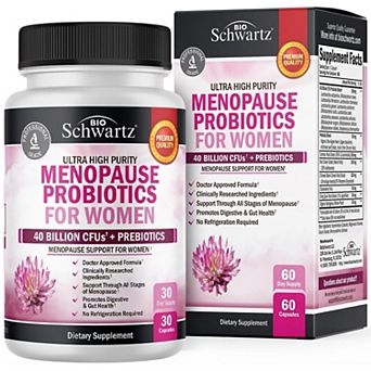 BioSchwartz Menopause Probiotics for Women, 40 Billion CFU, 60 Capsules.