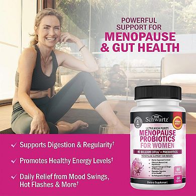 BioSchwartz Menopause Probiotics for Women, 40 Billion CFU, 60 Capsules.