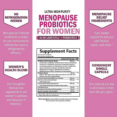 BioSchwartz Menopause Probiotics for Women, 40 Billion CFU, 60 Capsules.