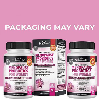 BioSchwartz Menopause Probiotics for Women, 40 Billion CFU, 60 Capsules.