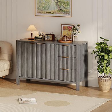 Fluted Buffet Sideboard Cabinet with Drawers and Doors