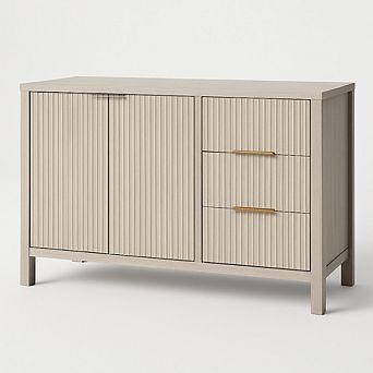 Fluted Buffet Sideboard Cabinet with Drawers and Doors