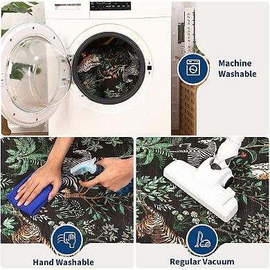 Jungle Runner Rug, Washable Stain-Resistant Low Pile Rug for Hallway Kitchen Bedroom