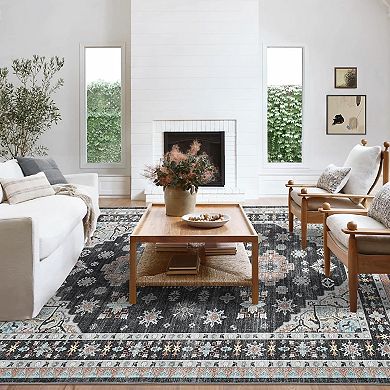 Vintage Washable Rug for Living Room Dining Bedroom