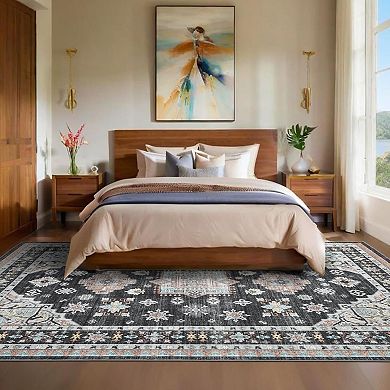 Vintage Washable Rug for Living Room Dining Bedroom