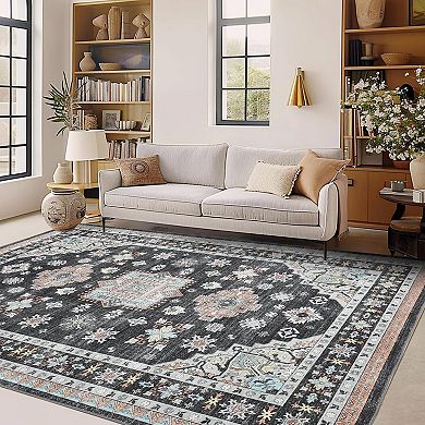 Vintage Washable Rug for Living Room Dining Bedroom