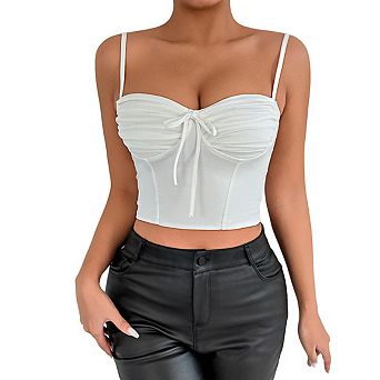 Women's Sweetheart Square Neck Spaghetti Strap Fitted Casual Crop Top