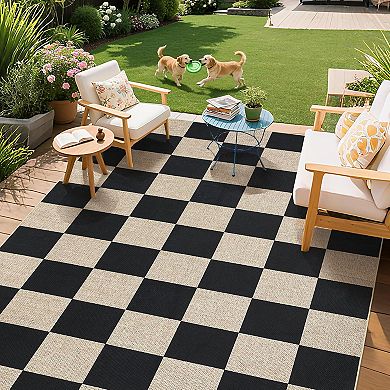 Indoor Rugs，Checkered Easy Jute Rug，Washable，Modern Geometric Area Rug