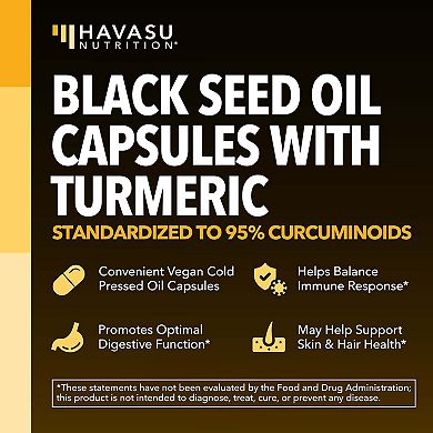Havasu Nutrition Black Seed Oil + Turmeric Liquid Capsules, 60ct.