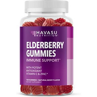 Havasu Nutrition Sambucus Elderberry Gummies for Adults, Zinc & Vitamin C, 120 Count