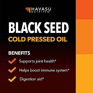 Havasu Nutrition Cold-Pressed Black Seed Oil Softgels, 90 Count — Immune, Joint & Skin Support