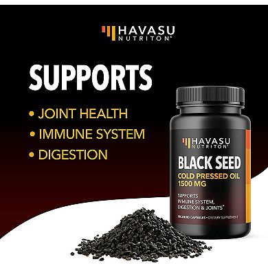 Havasu Nutrition Cold-Pressed Black Seed Oil Softgels, 90 Count — Immune, Joint & Skin Support