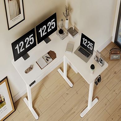 L-shaped standing computer desk