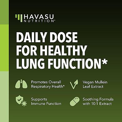 Havasu Nutrition Mullein Leaf Extract 5000mg (10:1) - Vegan Respiratory Support, 30 Capsules.