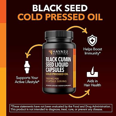 Havasu Nutrition Black Seed Oil Liquid Capsules, 180ct.