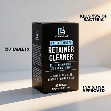 M3 Naturals Retainer Cleaner Tablets Mint 120 Count