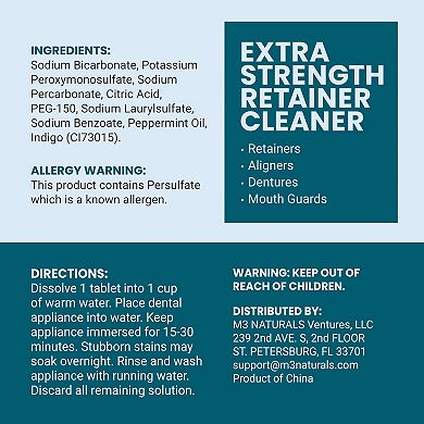 M3 Naturals Retainer Cleaner Tablets Mint 120 Count