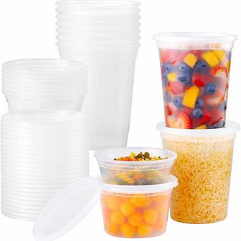 24-Pack Plastic Deli Food Containers with Lids, 832 oz Airtight Storage Set