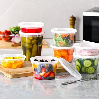 24-Pack Plastic Deli Food Containers with Lids, 832 oz Airtight Storage Set