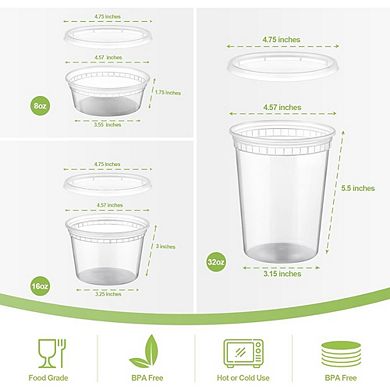 24-Pack Plastic Deli Food Containers with Lids, 832 oz Airtight Storage Set