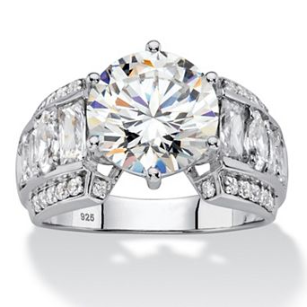 PalmBeach Jewelry 5.56 TCW Multi-Cut Cubic Zirconia Platinum-plated Silver Engagement Ring