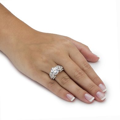 PalmBeach Jewelry 5.56 TCW Multi-Cut Cubic Zirconia Platinum-plated Silver Engagement Ring