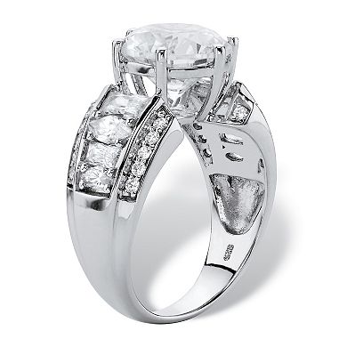 PalmBeach Jewelry 5.56 TCW Multi-Cut Cubic Zirconia Platinum-plated Silver Engagement Ring