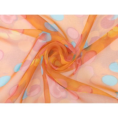 Women's Circular Coin Print Scarf, Multicolor Silky Lightweight Neckerchief Shawl Wrap Bandanas