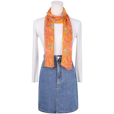 Women's Circular Coin Print Scarf, Multicolor Silky Lightweight Neckerchief Shawl Wrap Bandanas