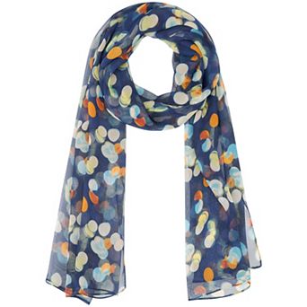 Women's Circular Coin Print Scarf, Multicolor Silky Lightweight Neckerchief Shawl Wrap Bandanas