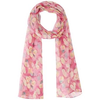 Women's Circular Coin Print Scarf, Multicolor Silky Lightweight Neckerchief Shawl Wrap Bandanas