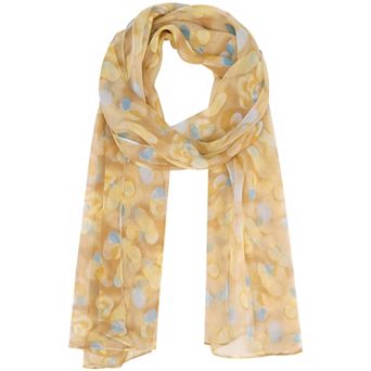 Women's Circular Coin Print Scarf, Multicolor Silky Lightweight Neckerchief Shawl Wrap Bandanas