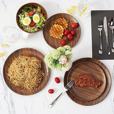 8.5" Melamine Dinner Plates, 6-piece Plate Set Unbreakable Serving Dishes for Indoor Outdoor