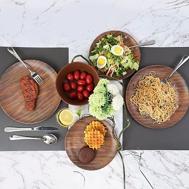8.5" Melamine Dinner Plates, 6-piece Plate Set Unbreakable Serving Dishes for Indoor Outdoor