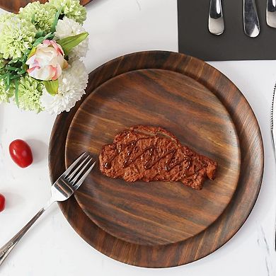 8.5" Melamine Dinner Plates, 6-piece Plate Set Unbreakable Serving Dishes for Indoor Outdoor