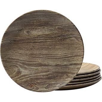 8.5" Melamine Dinner Plates, 6 pc Plate Set Unbreakable Serving Dishes for Indoor Outdoor