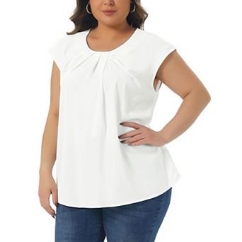 Women's Plus Size Summer Tank Tops Pleated Crewneck Business Casual Outfits Dressy Work Shirts